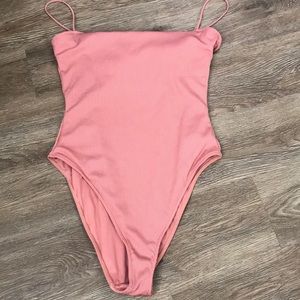 Pink ribbed bodysuit